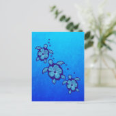 3 Blue Honu Turtles Postkarte (Stehend Vorderseite)