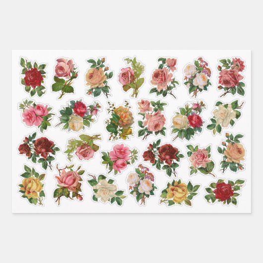 3 Blume Collage Sheets Geschenkpapier Set (Vorderseite 2)