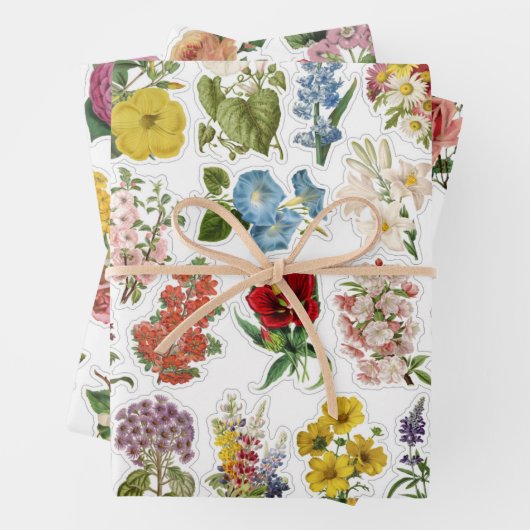 3 Blume Collage Sheets Geschenkpapier Set (Beispiel)