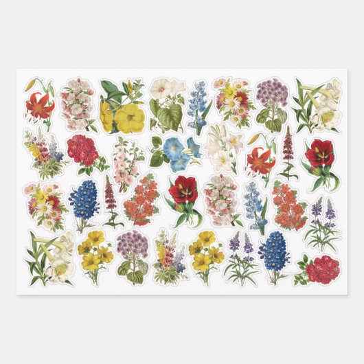3 Blume Collage Sheets Geschenkpapier Set (Vorderseite)