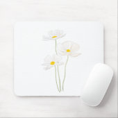 3 Blume mit weißem Kosmos, Tinte und Aquarell Mousepad (Mit Mouse)
