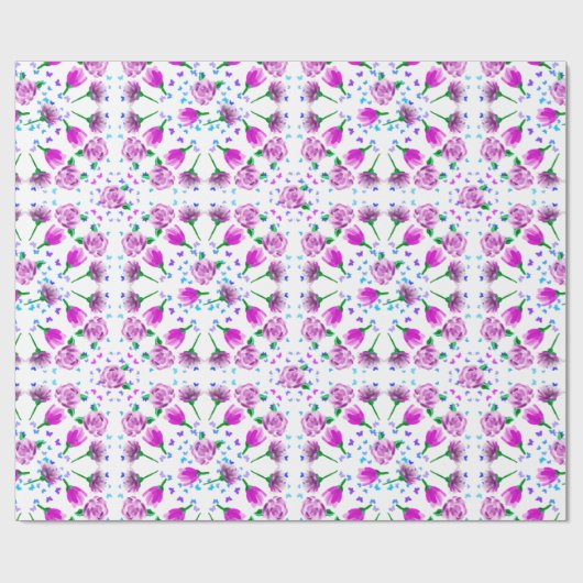 3 Blume Muster Geschenkpapier (Flach)