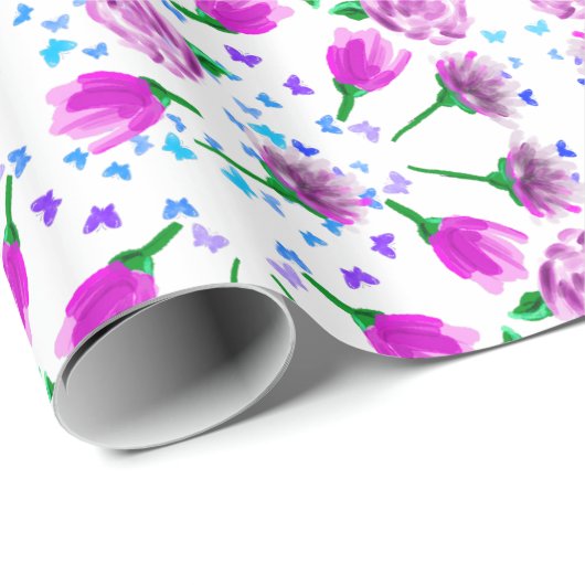 3 Blume Muster Geschenkpapier (Rolleneckpunkt)