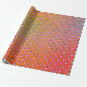 3 Blume und Schmetterlinge Single, Regenbogenfarbe Geschenkpapier