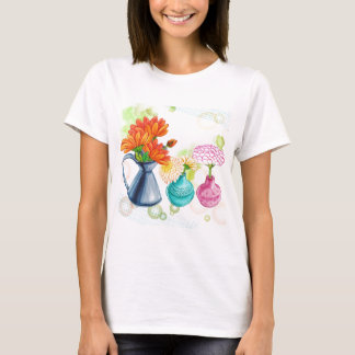 3 Blumen-Topf-Wasser-Farbzeichnen T-Shirt