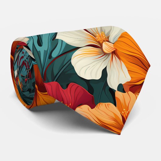 #3 Blumenmuster Krawatte (Gerollt)