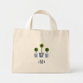 3 Boxwood Topiary Mit Monogramm Tote Bag Mini Stoffbeutel (Vorne)