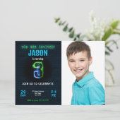 3. Boy Birthday Foto Einladung (Stehend Vorderseite)