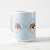 3 Braune Retriever blaue Diamant gemusterte Tasse (Vorderseite Links)