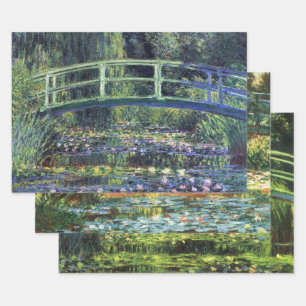 3 Brücke über den Seerosenteich von Claude Monet Geschenkpapier Set