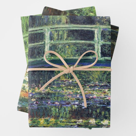 3 Brücke über den Wasserlilie Pond von Claude Mone Geschenkpapier Set (Beispiel)