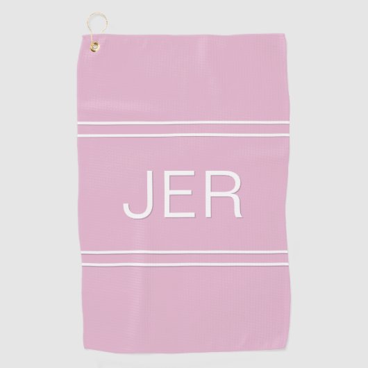 3 Buchstaben Initials Mit Monogramm Pink Golfer's Golfhandtuch (Vorderseite)