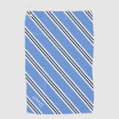 3-Buchstaben-Monogramm-Blaustreifen Golfhandtuch (Vorderseite)