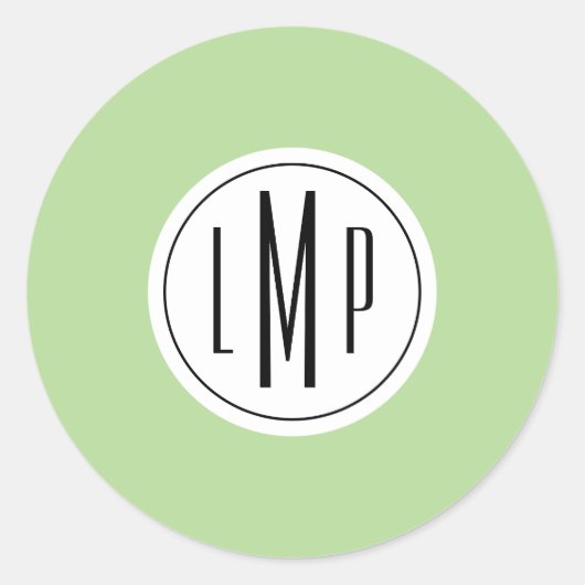 3-Buchstaben-Monogramm-Vorlage Runder Aufkleber (Vorderseite)