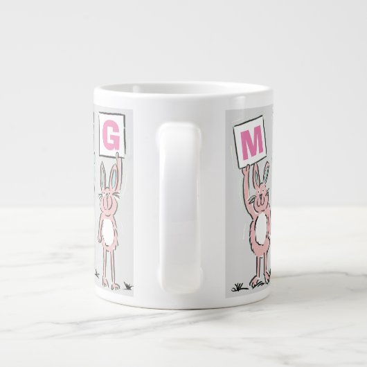 3 Buchstabenname Fun Kaninchen Design Jumbo-Tasse (Rückseite)