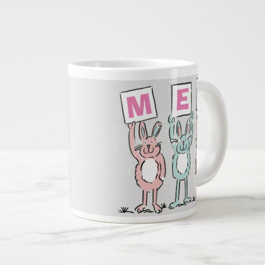 3 Buchstabenname Fun Kaninchen Design Jumbo-Tasse (Vorderseite Rechts)