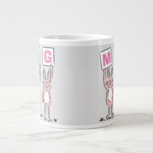 3 Buchstabenname Fun Kaninchen Design Jumbo-Tasse (Vorderseite)