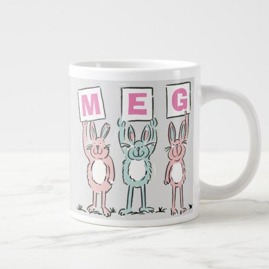 3 Buchstabenname Fun Kaninchen Design Jumbo-Tasse (Rechts)