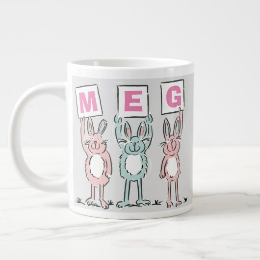3 Buchstabenname Fun Kaninchen Design Jumbo-Tasse (Links)