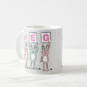 3 Buchstabenname Fun Kaninchen Design Kaffeetasse (Vorderseite Links)