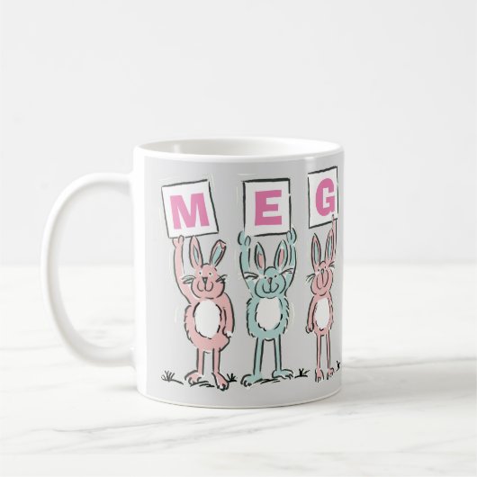 3 Buchstabenname Fun Kaninchen Design Kaffeetasse (Links)