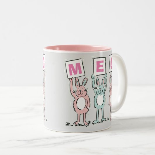 3 Buchstabenname Fun Kaninchen Design Zweifarbige Tasse (VorderseiteRechts)