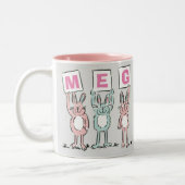 3 Buchstabenname Fun Kaninchen Design Zweifarbige Tasse (Links)