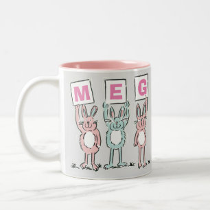 3 Buchstabenname Fun Kaninchen Design Zweifarbige Tasse