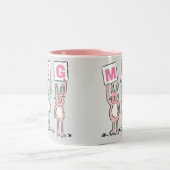3 Buchstabenname Fun Kaninchen Design Zweifarbige Tasse (Mittel)