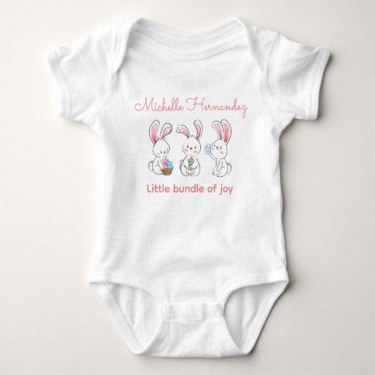 3 Bunnies mit Eiern personalisieren Baby Strampler (Vorderseite)