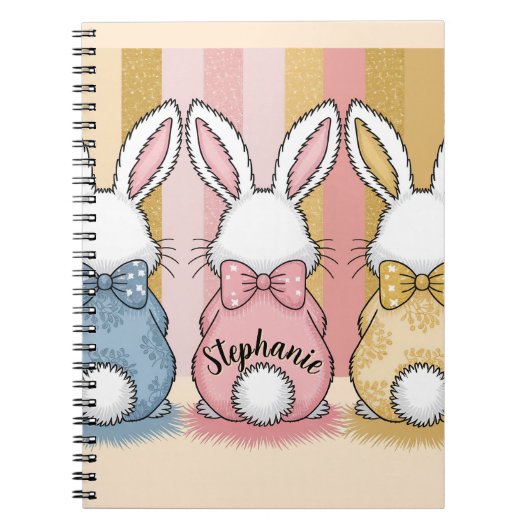 3 Bunny Trio, Personalisierter Name Notizblock (Vorderseite)
