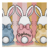 3 Bunny Trio, Personalisierter Name Poster (Vorderseite)