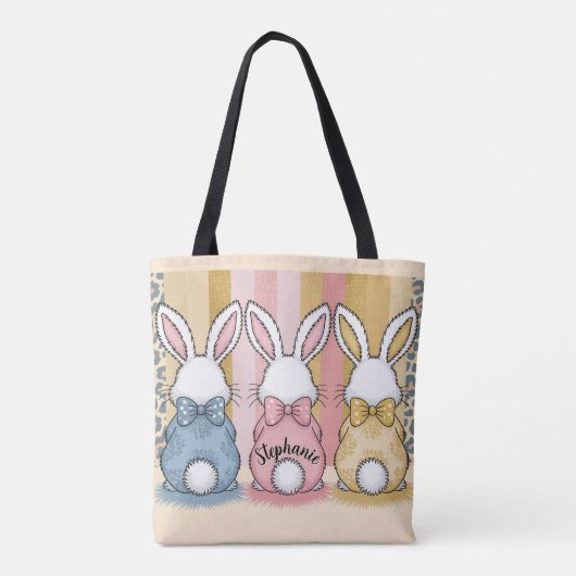 3 Bunny Trio, Personalisierter Name Tasche (Rückseite)