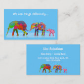 3 bunte Elefanten, die zusammen gehen Visitenkarte (Vorne/Hinten)