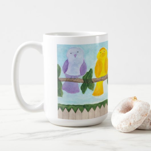 3 bunte Vögel Kaffeetasse (Mit Donut)