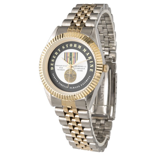 3 CAMPAIGN STARS Wüste Storm Marine SEMPER - Fi Armbanduhr (Schrägansicht)