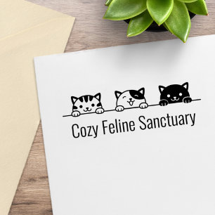 3 Cartoon Katzen, die über dem benutzerdefinierten Gummistempel