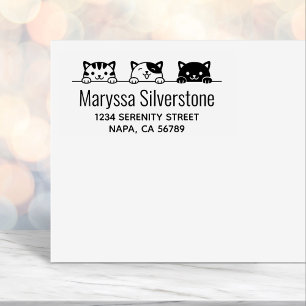 3 Cartoon Katzen Pinkeln über der Rücksendeadresse Permastempel