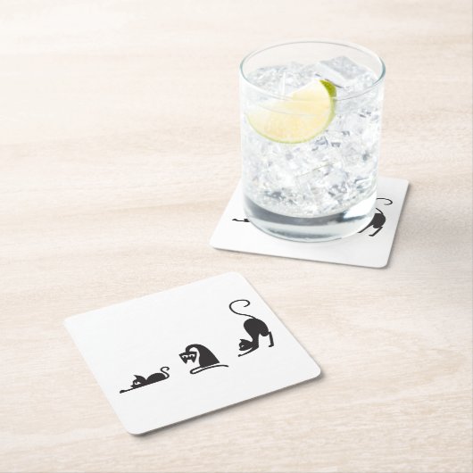 3 cats rechteckiger pappuntersetzer (Vor Ort)