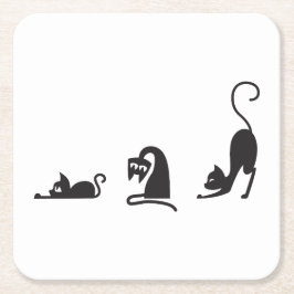 3 cats rechteckiger pappuntersetzer