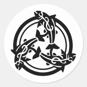 3 Celtic Tribal Fish Tattoo Runder Aufkleber