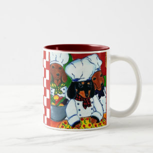 3 Chef Dachshunde Zweifarbige Tasse