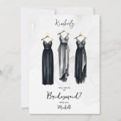 3 Chic Black Bridesmaid Dresses Watercolor Request (Vorderseite)