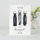 3 Chic Black Bridesmaid Dresses Watercolor Request (Stehend Vorderseite)