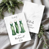 3 Chic Green Bridesmaid Dresses Watercolor Request