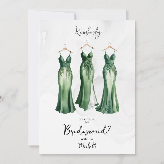 3 Chic Green Bridesmaid Dresses Watercolor Request (Vorderseite)