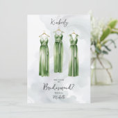 3 Chic Sage Bridesmaid Dresses Watercolor Request (Stehend Vorderseite)