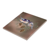 3 CHICKADEES u. KIEFERN-KEGEL durch SHARON SHARPE Fliese (Seite)