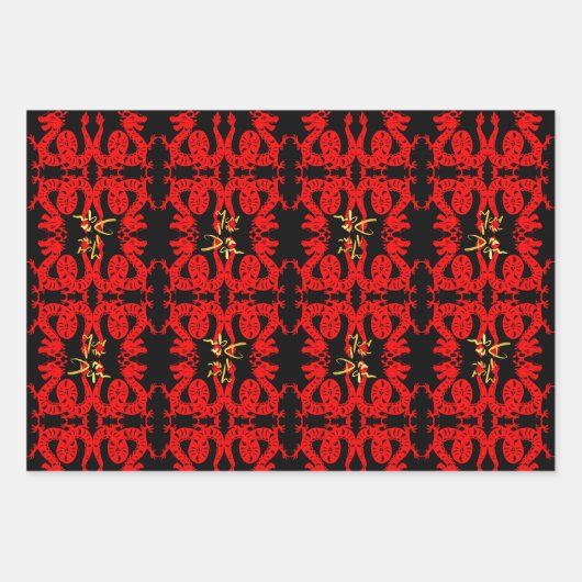 3 Chinesischer Drachenpapierschnitt Jahr WPFS Geschenkpapier Set (Vorderseite 2)