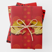 3 Chinesischer Drachenpapierschnitt Jahr WPFS Geschenkpapier Set (Beispiel)